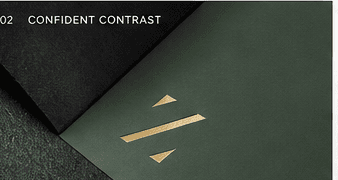 Pine green and onyx paper composition with gold marks